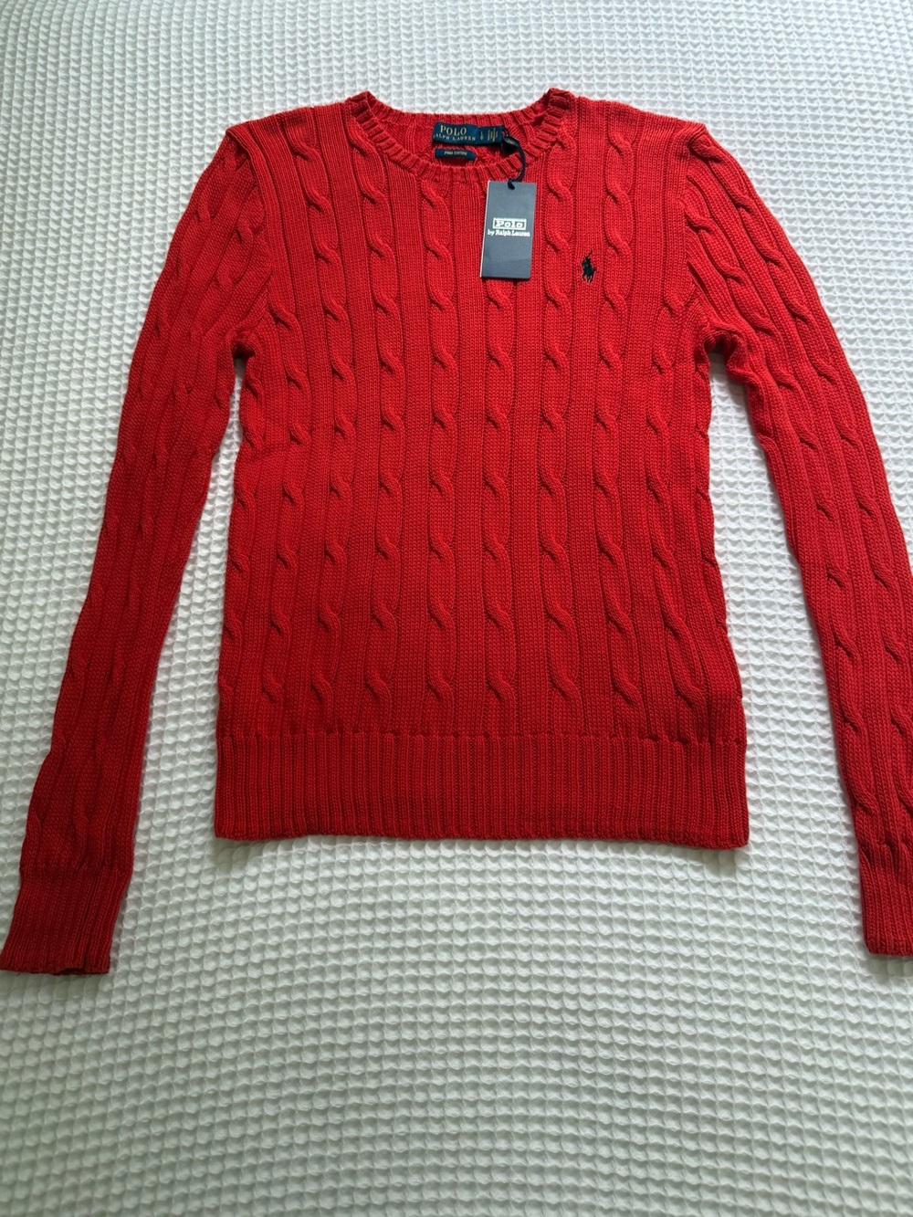 NWT Polo Ralph Lauren Cable Knit Pima Cotton Crewneck Sweater Large HOT DEAL🔥 - Picture 8 of 15